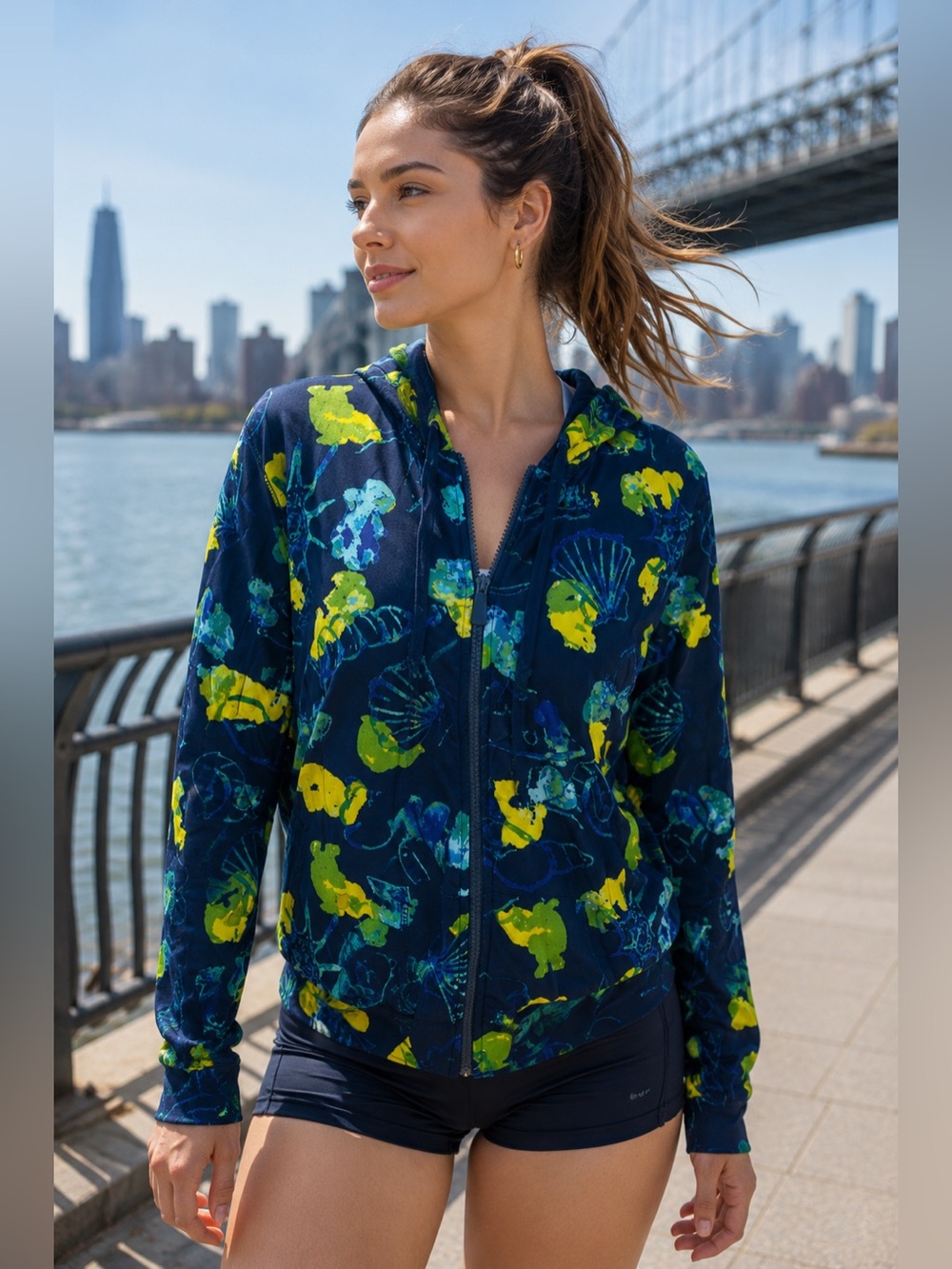 Women's blue /yellow  Cotton Sweater